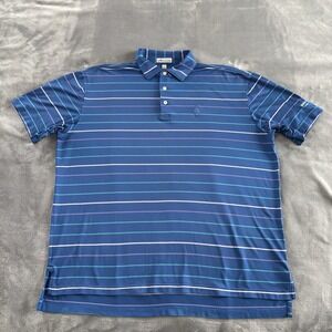 Peter Millar Golf‎ Polo Shirt Striped Performance Blue Casual Mens Size L